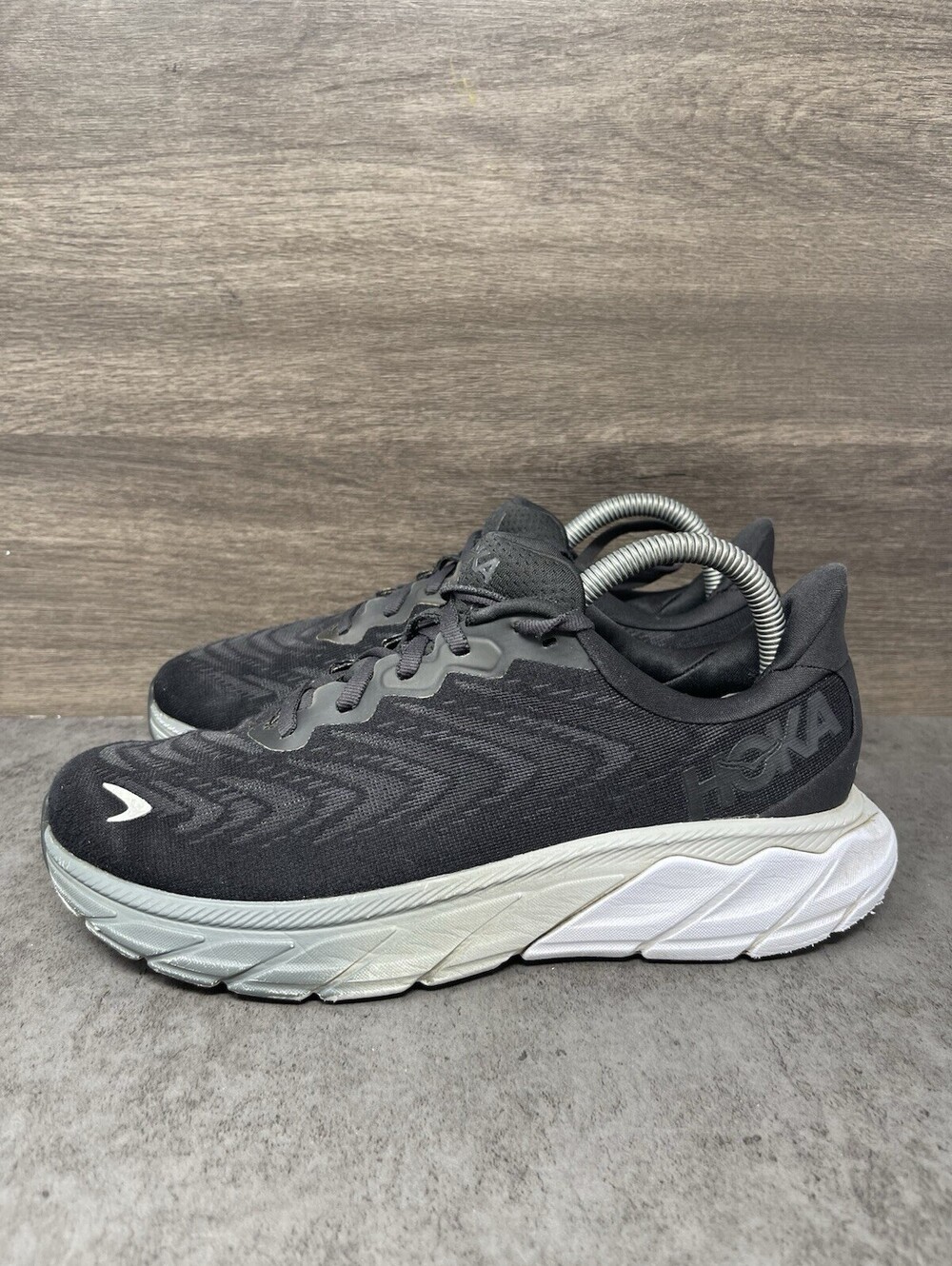 HOKA Arahi 6 Black White Womens Size 8 Stability Running Walking